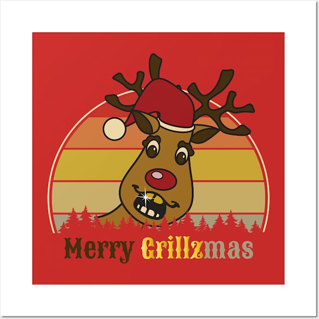 Funny Christmas Merry Grillzmas Wall Art by Rayrock76